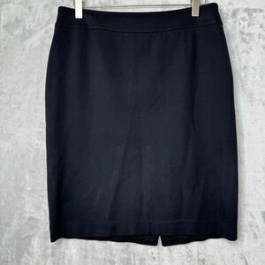 Talbots Skirt Womens 6 Black Ponte Knit Pencil Stretch Back Zip Career Work